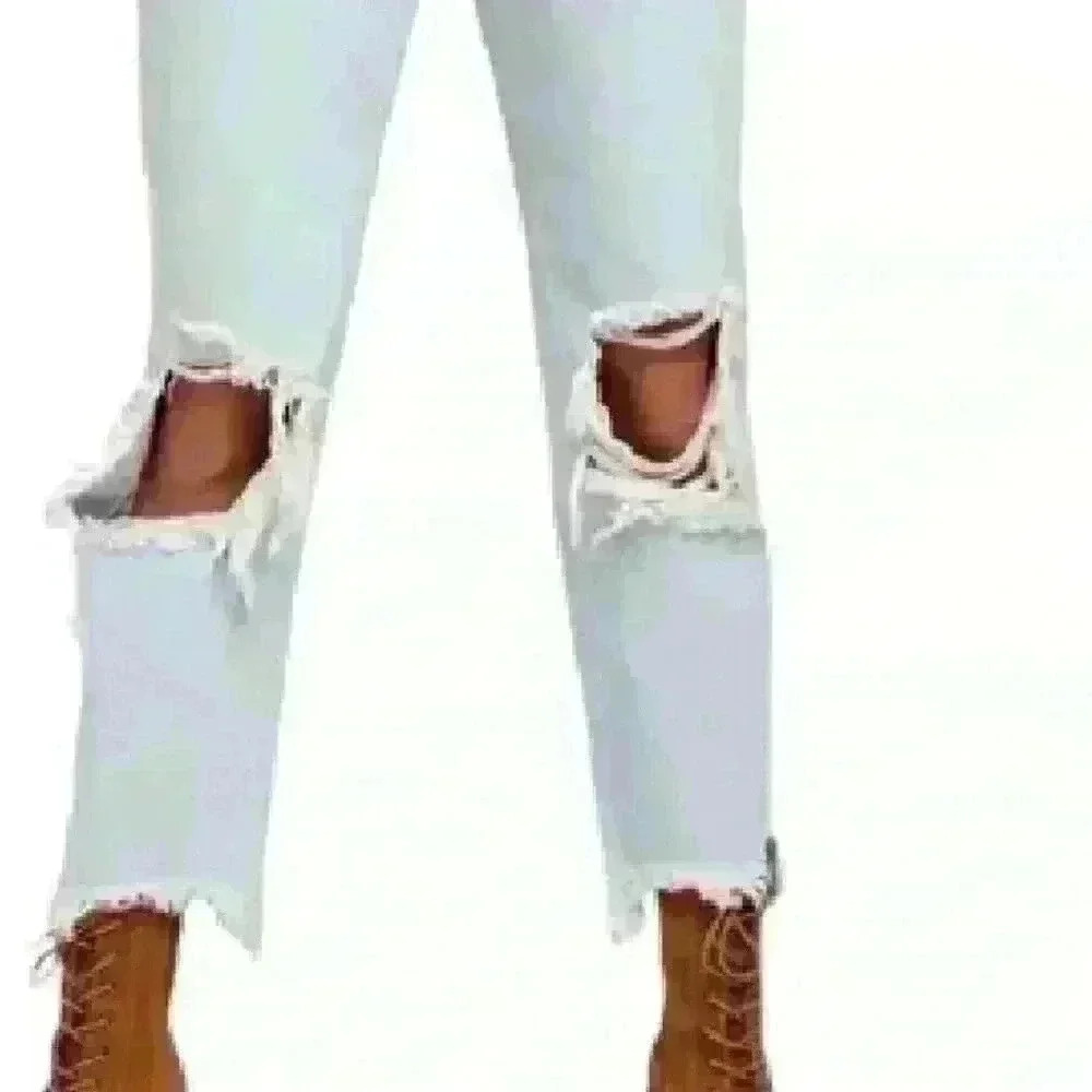 Free people We the Free Maggie Ripped Crop Straight Leg Jeans sz 31